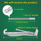 Quick Screw Gutter Hangers 5 Inch- 100 Pack - 5 Inch Gutter Clips Hidden Gutter 