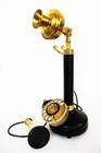 Antique Candle Stick Phone Brass Rotary Dial Wire Telephone Vintage Home Decor 