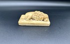 Vtg Hand Carved Marble Model Of Sleeping Dog English  19th Century please Read 