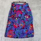 Vintage Sb Sport Skirt Womens 14 Multicolor Floral Knit Pleated Midi Pockets Usa