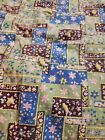 Beautiful Handmade Colorful Quilt 84 In X 68 In Green  Blue  Yellow  Pink  Brown
