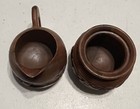 Vintage Hand Carved Wood Creamer   Bowl Tropical Tiki Hawaii 1960s Vtg