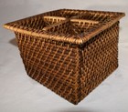 Vintage Hand Woven Wicker Rattan 4 Section Utensil Holder 7 In Square