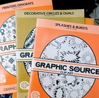 Lot Of 3 Vintage Graphic Source Clip Art Book  - 1989 - Excellent Pre Owned Con