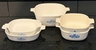 Vintage Childs Plastic Casserole Dishes Set 5 Blue Cornflower Corningware Play