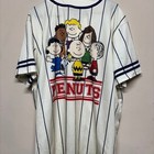 Peanuts Baseball Jersey Xxxl Snoopy Charlie Brown Graphic Button Front Pinstripe