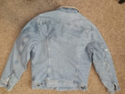 Vintage Riveted Lee Lined Blue  Denim Faded Jacket - Med  Long -   Pre Owned