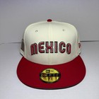 New Era 59fifty Fitted Hat Mexico World Baseball Creme red Cap Size 7 3 4