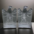Vintage Art Deco Frosted Glass Fostoria Eagle Bookends Pair Art Nouveau   
