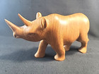 Wood Rhinoceros Sculpture Hand Carved Wooden Rhinoseros Figure