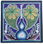 Peyote Tejuino Blessing Prayer Ceremony  Huichol Folk Art Yarn Painting 6 x6 