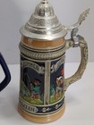 3 Vintage Old Germany Beer Stein Pewter Lid German State Crests Man Cave