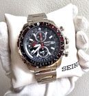 Seiko Flightmaster Chronograph 45mm Black Dial Men s Watch - Snad05