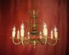 Antique French Empire Brass Chandelier 8 Light Black Gold Vintage Ceiling Lamp