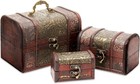 Stylish Brown Floral Treasure Chest Set - Ideal For Jewelry And Keepsake Storage