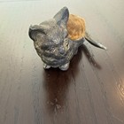 Cat Sewing Pin Cushion Silver Metal Antique Victorian 1800