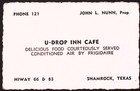 Conoco Tower Station   U-drop Inn Cafe Shamrock Tx Photo Trade Card 2 25 X 3 5 