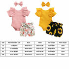 3pcs Newborn Baby Girl Clothes Floral T Shirt Tops Shorts Headband Outfits Sets