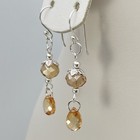 Made With Swarovski Crystals Citrine Teardrop Sterling Silver Earrings Dangle