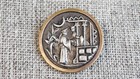 Antique Vtg  Picture Button Asian Writing Aprx  1-3 8   1337-a
