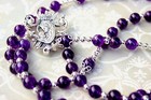 Beautiful   Durable Amethyst Gemstone Catholic Rosary With Silver Crucifix