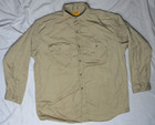 O  Henry Sanorized Mens Work Shirt Size 17 Khaki Button Front Lot 140 Vintage