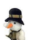 Vintage Russ  snowflake  Plush Bean Bag Snowman With Scarf   Top Hat Carrot Nose