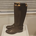 Frye Brown Leather Tall Riding Boots W  Buckle   Side Zipper No Box