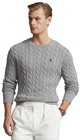 Polo Ralph Lauren Men s Iconic Cable Knit Cotton Pullover Sweater  litegreyhtr -