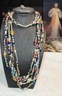 35  African Blown Glass Antique Trade Beads Hook Multi Strand Necklace 182 Grams