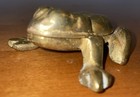 Vintage Brass Frog Toad Hinged Trinket Box 3    X 2 75    X 1 25    Unpolished