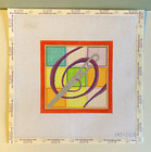 Hand-painted Needlepoint Canvas Square Abstract Geometric Silver Needle 9 5   