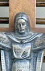 Vintage Wooden Metal Wall Cross Crucifix Holy Religious Carved Christ Brown
