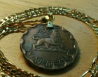   lion Of Judah  African Ethiopia Coin Pendant 22   18kgf Gold Filled Wide Chain