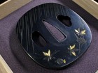 Superb Edo Tsuba By Hamano Naoyuki  Shakudo Pine Leaves  Gold Inlay  Cert  Japan