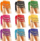3 Rows Gold Coins Belt Belly Dance Costume Black Hip Scarf Dancing Skirt Wrap