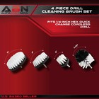 Abn 1 4in Drive Drill Cleaning Brush Attachment Set - 4 Piece White Soft Bristle