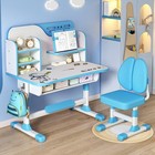 Height Adjustable Kids Study Desk Chair Set W writing Board   Bookshelf   Drawer