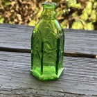Vintage Wheaton Glass Green Church Brand Ink Bottle Miniature 3  Hexagonal