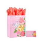  13  Mother s Day Large Gift Bag With Tissue Paper And Handles And Pink