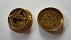 Pocket Brass Sundial And Compass - Approx  2  W And 3 4  H - Pre-owned  Pls Read