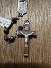 Vintage Italy Catholic Rosary Wood Beads Prayer Religious Cross Crucifix
