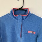 Columbia Pfg Fleece Pullover Jacket Women s Medium Blue Pink Trim Button