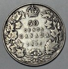 2 Canadian 50 Cent Coins  1916 And 1929   80 Silver 