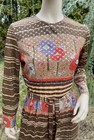 Vintage 1960 s Parkshire Original Abstract Op Art Metallic Thread Maxi Dress