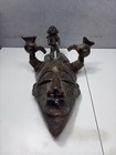 Vintage African Carved Wood Mask 25  Tribal Wall Decor Needs Repair