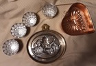 2 Vintage Copper Jello Molds--tea Pots  Heart Plus 4 Aluminum Individual