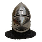 Medieval Houndskull Bascinet Helmet 18g Steel With Chainmail Armor