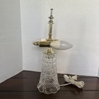 Vtg Mcm Brass Cystal Table Lamp- Two Candle Lights   14 5   tall