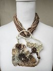 Vtg Art Pottery Pin Brooch   Necklace Earthtones   Bronze Artist Signed Raku 